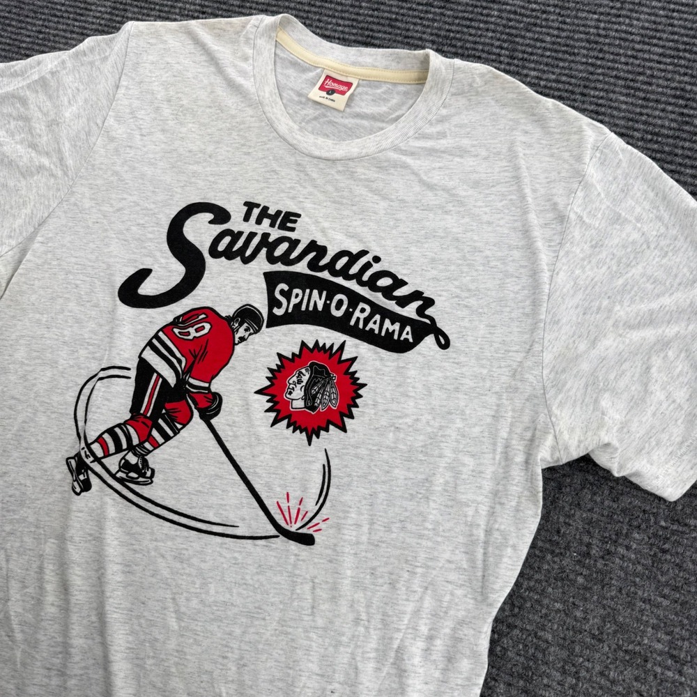 Homage Chicago Blackhawks The Savardian Spin-O-Rama Graphic T-Shirt Gray Large